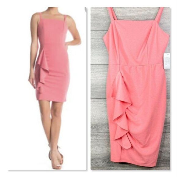 Bebe Coral Cascading Ruffle Front Tank Dress size 12- NEW - Picture 1 of 11